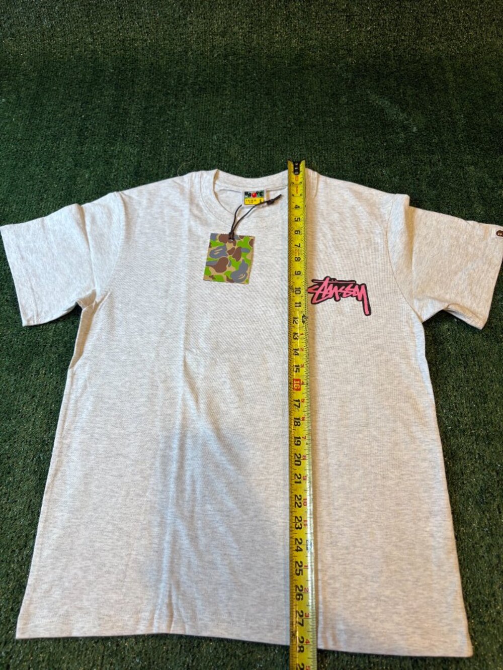 Stüssy x BAPE Ape Head Graphic Tee Gray NWT - Picture 8 of 9